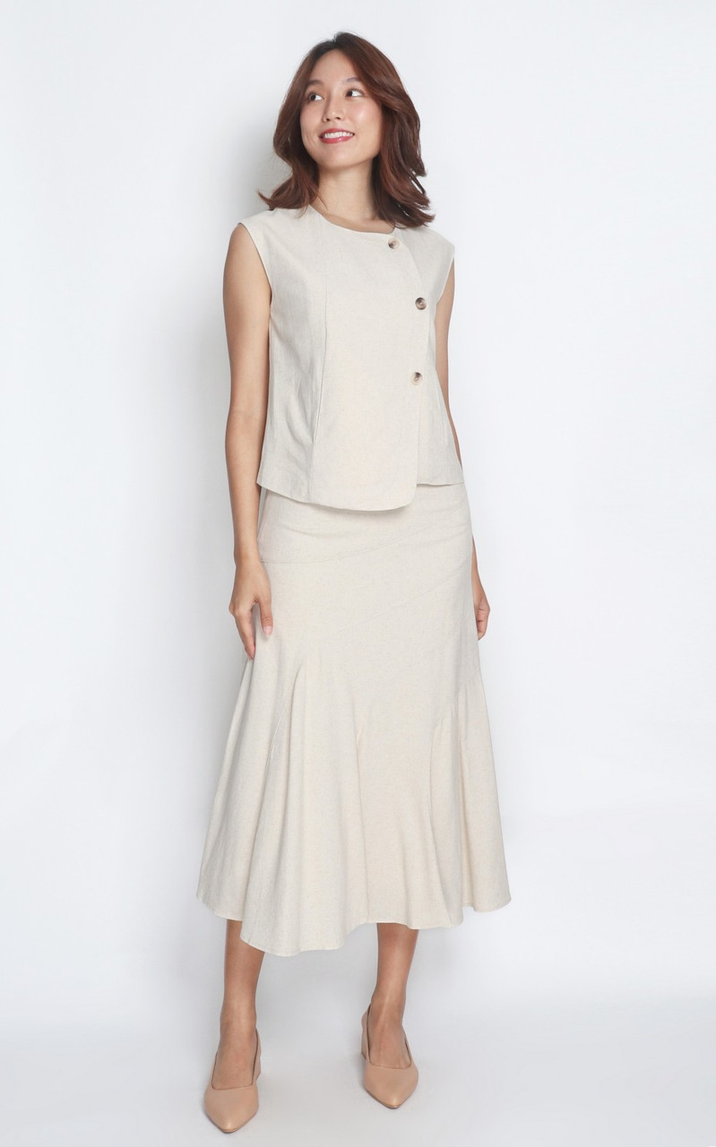 Linen Vest Top - Natural | Smart Casual Workwear Singapore