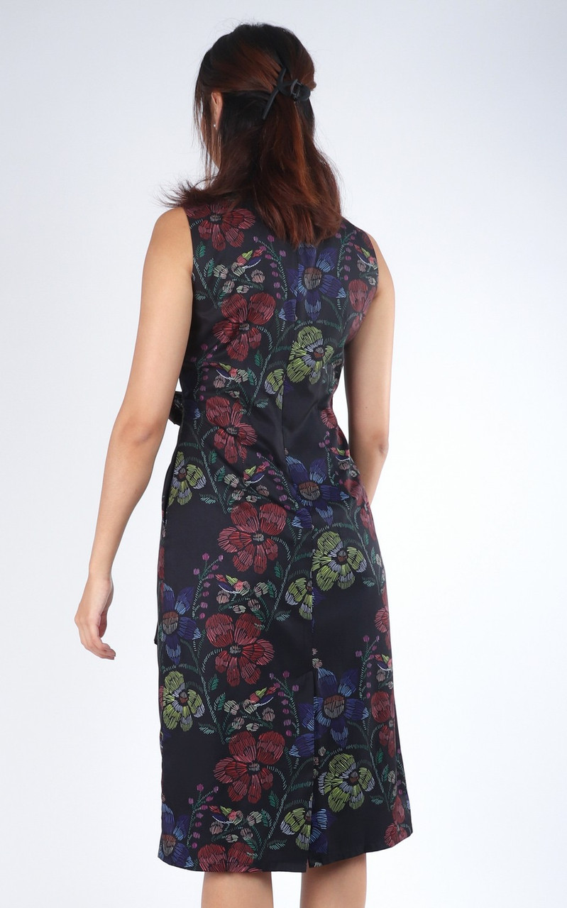 Marielle Asymmetrical Drape Dress - Black | Singapore Ladies Work Wear Marielle Asymmetrical Drape Dress - Black | Singapore Ladies Work Wear
