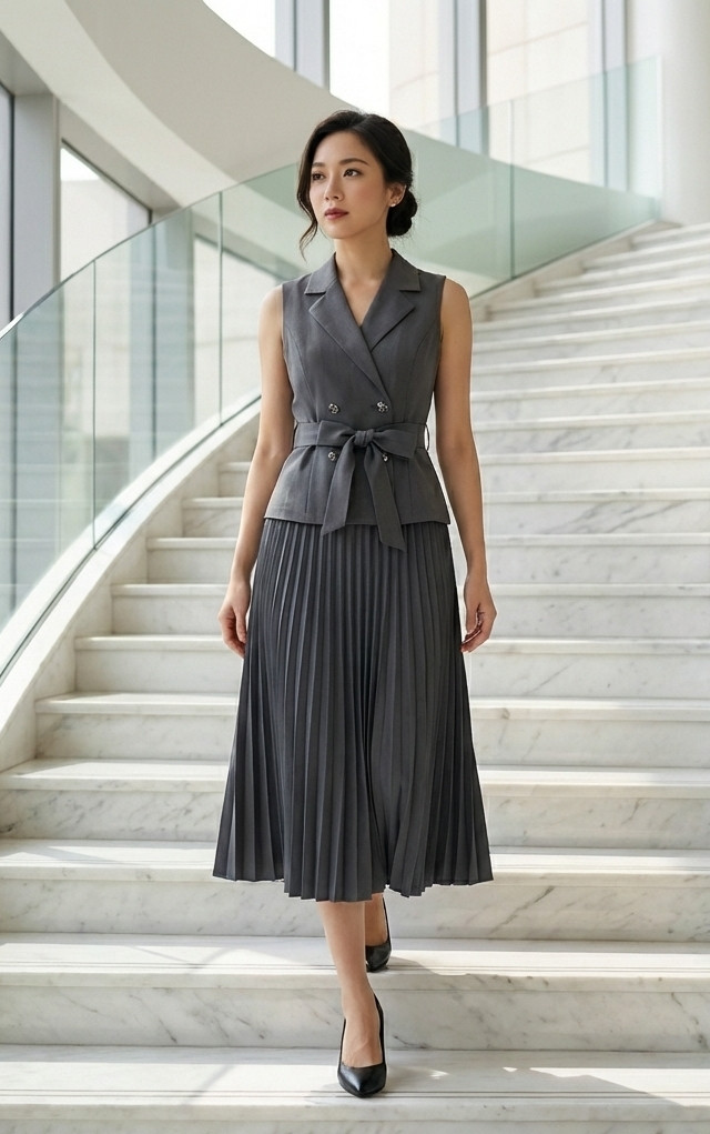 grey pleated skirt dress Grey Pleated Mini Dress