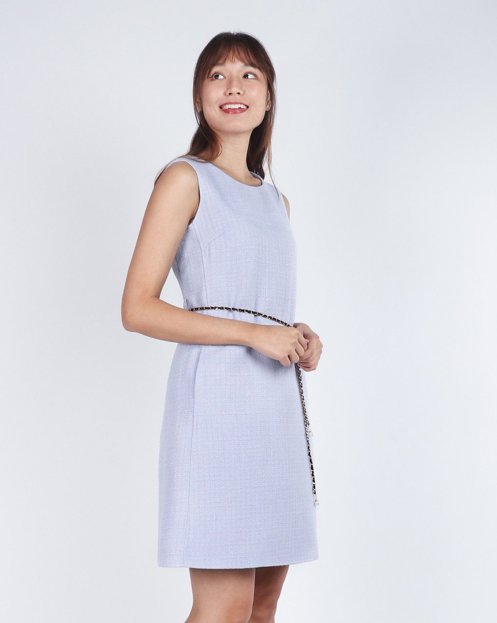 Hailey Tweed Shift Dress - Lilac | Singapore Modern Dress | ALYSSANDRA