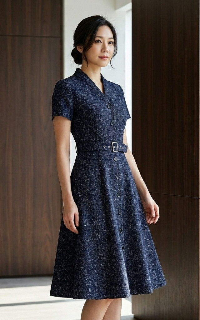 スーツ・フォーマル・ドレス TWEED DRESS / Settan dress Zella Tweed Dress - Navy | Singapore Modern Dress | ALYSSANDRA