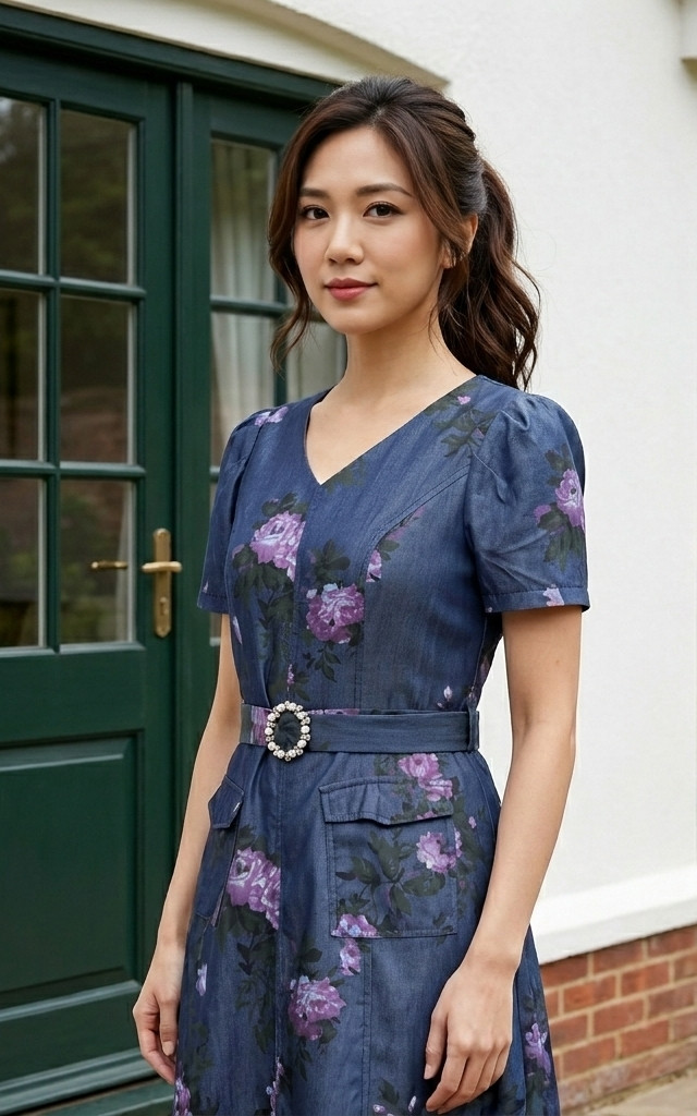 Floral Chambray Dress