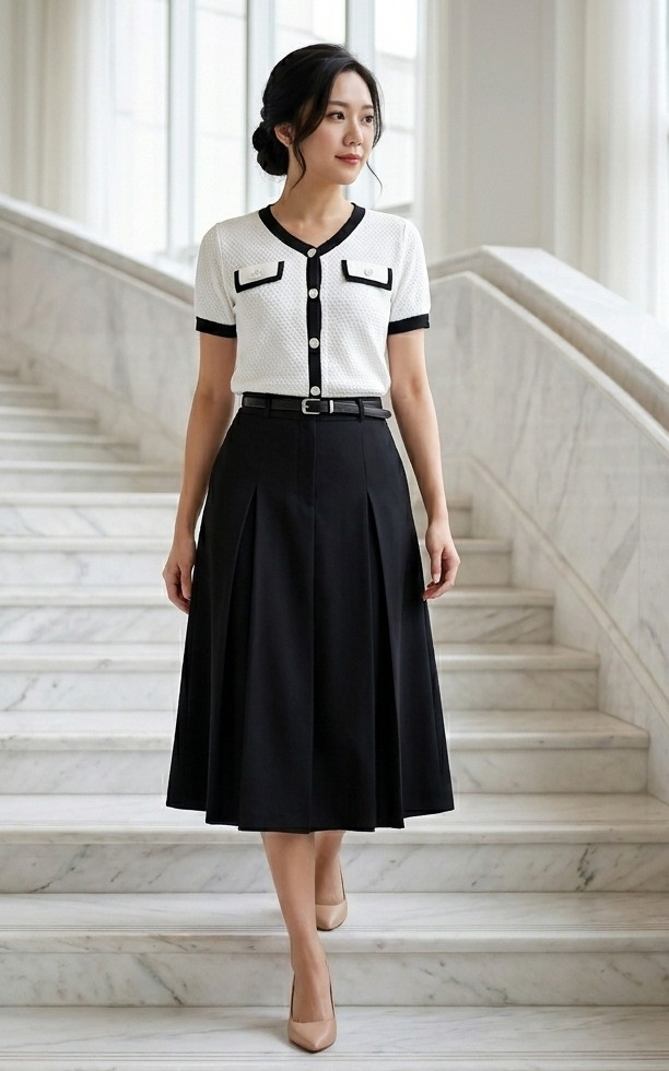 【タグ付】Double Belted Inverted Pleats Skirt DEWL]Inverted Pleats Skirt (D252MSD037)