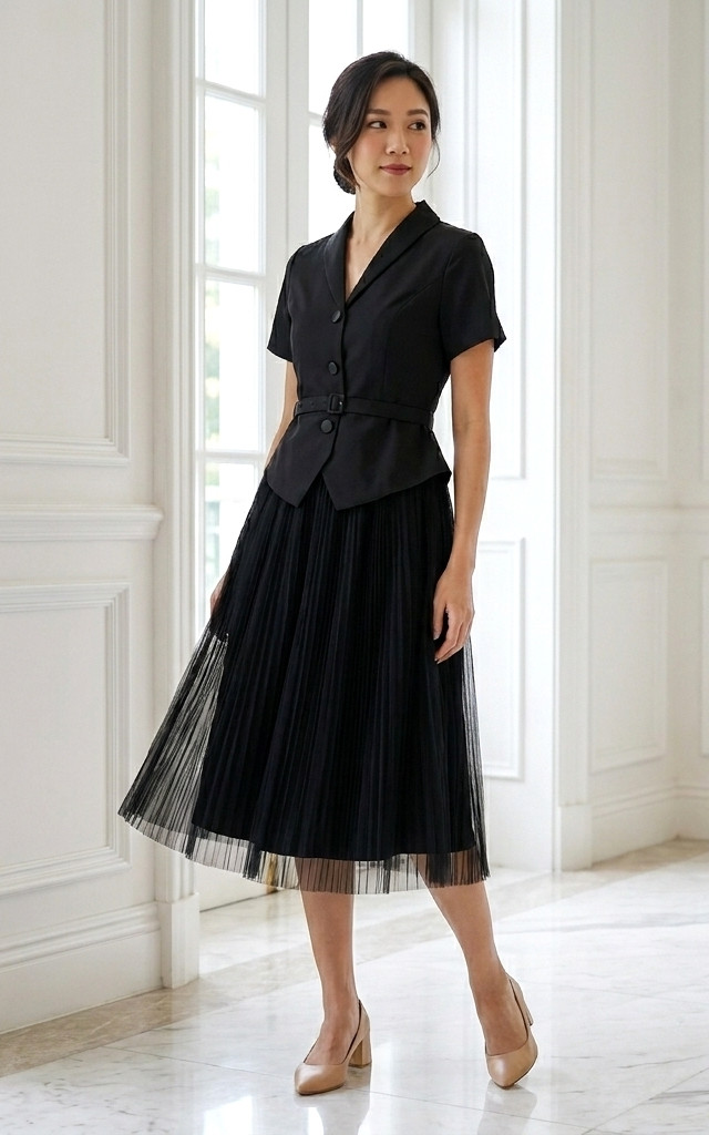 Tux Pleated Tulle Dress - Teal | Women's Formal Dinner Dress