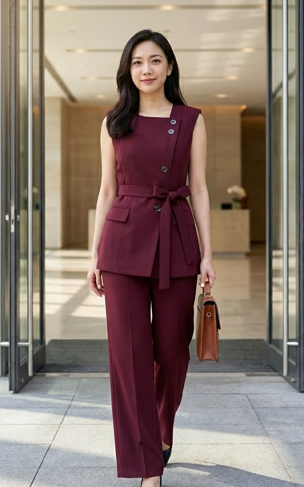 Long Vest Top - Burgundy