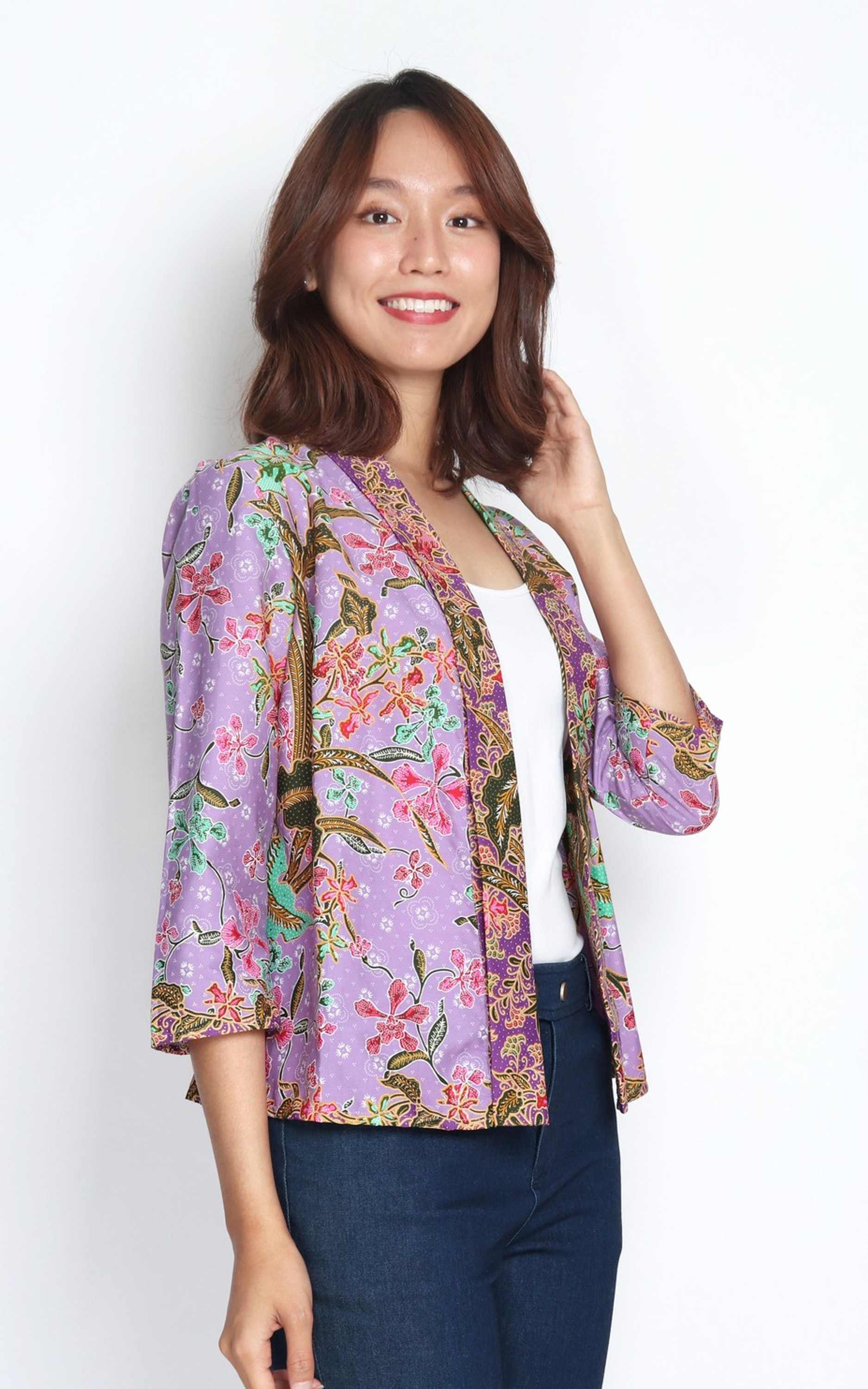 Heritage Orchid Batik Kimono Jacket - Purple