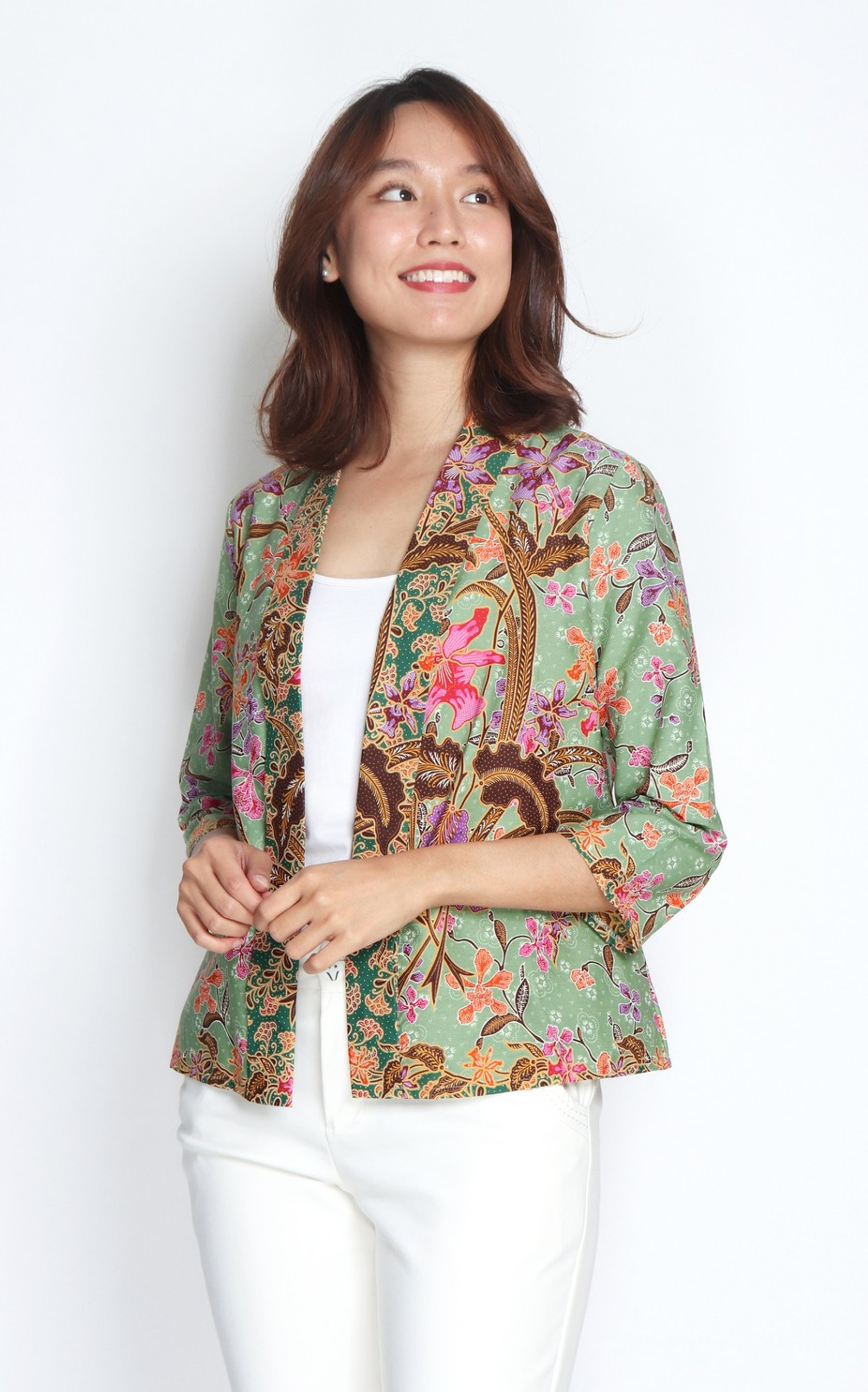 Heritage Orchid Batik Kimono Jacket - Jade