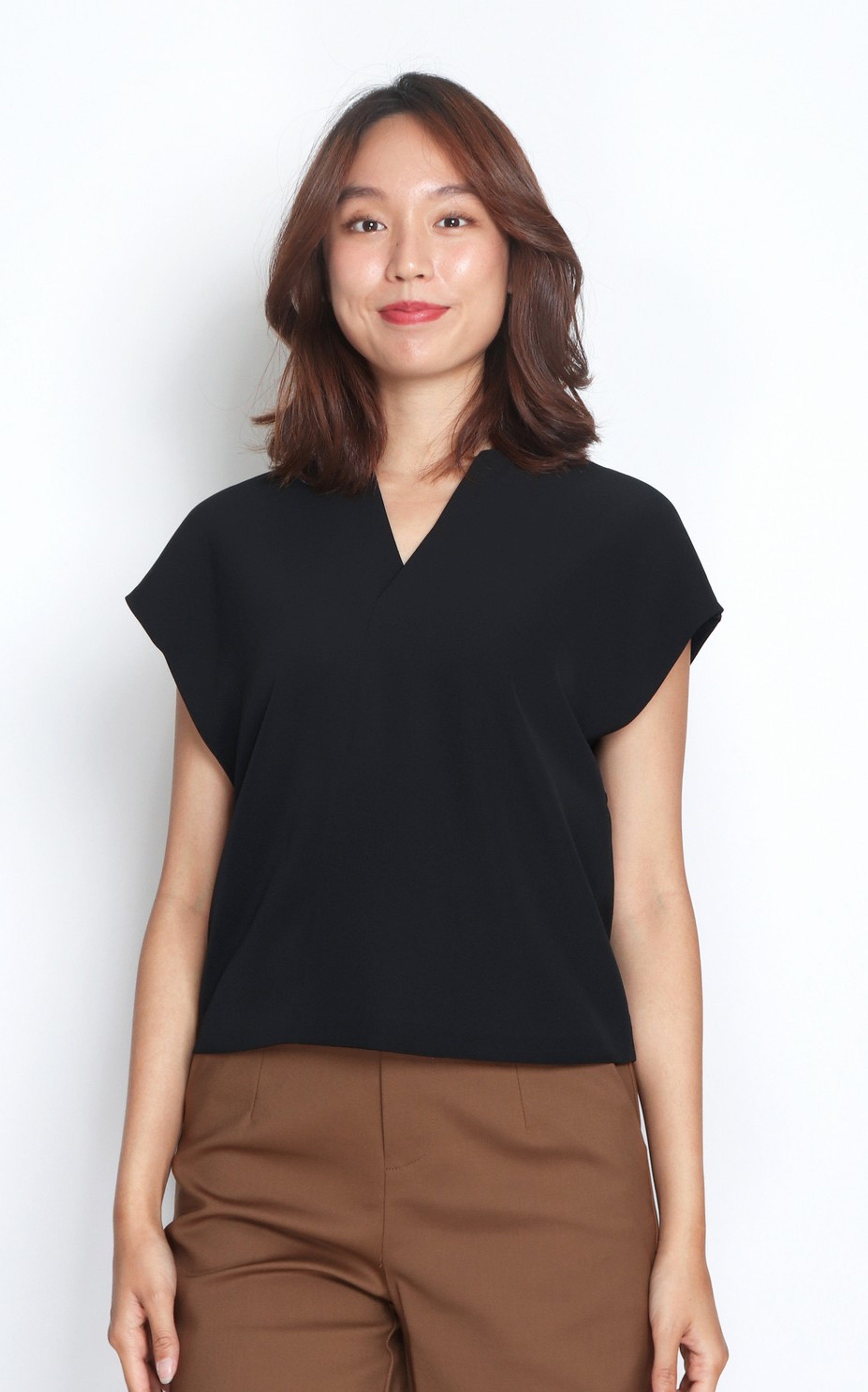V-Neck Blouse - Black