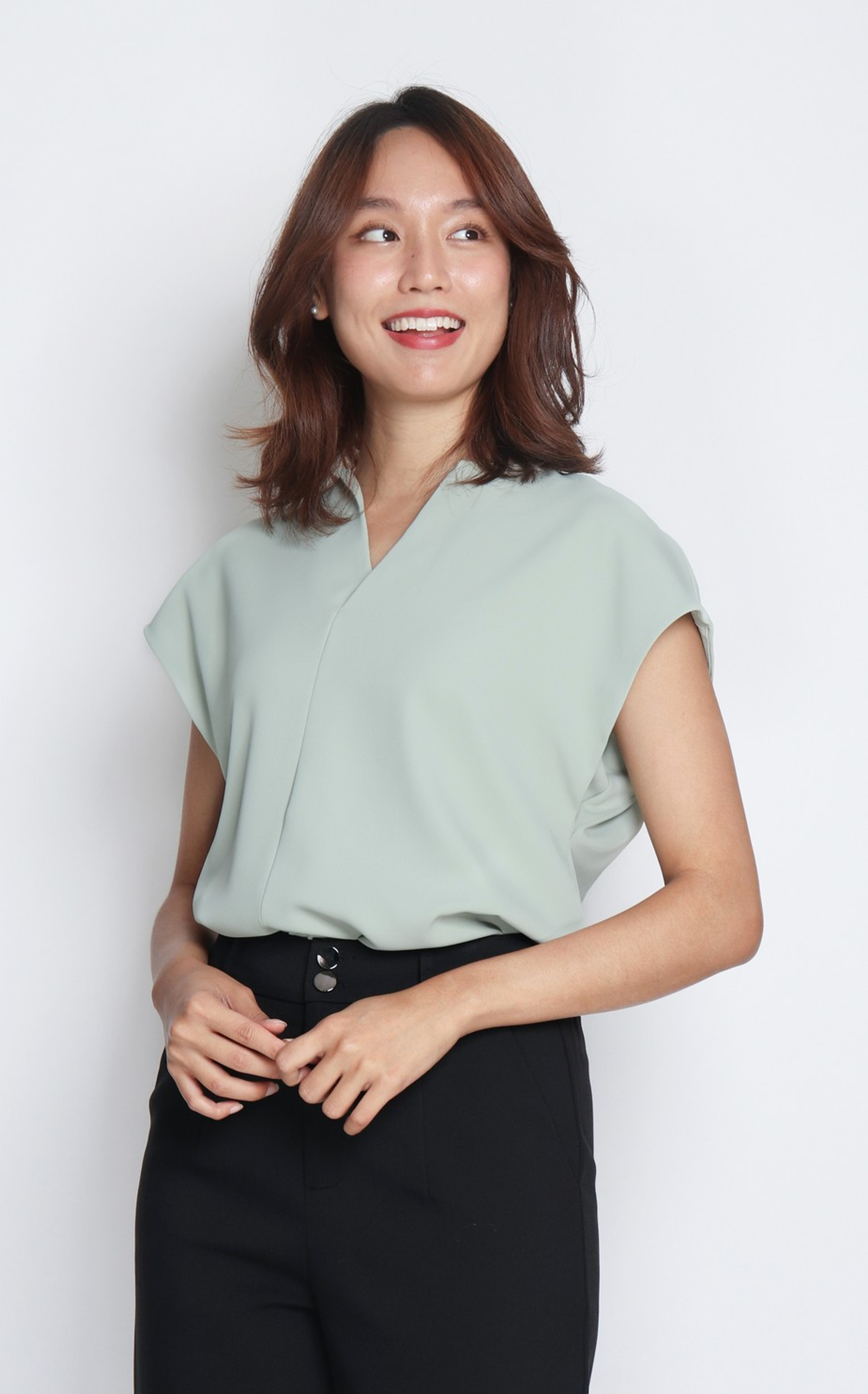 V-Neck Blouse - Mint