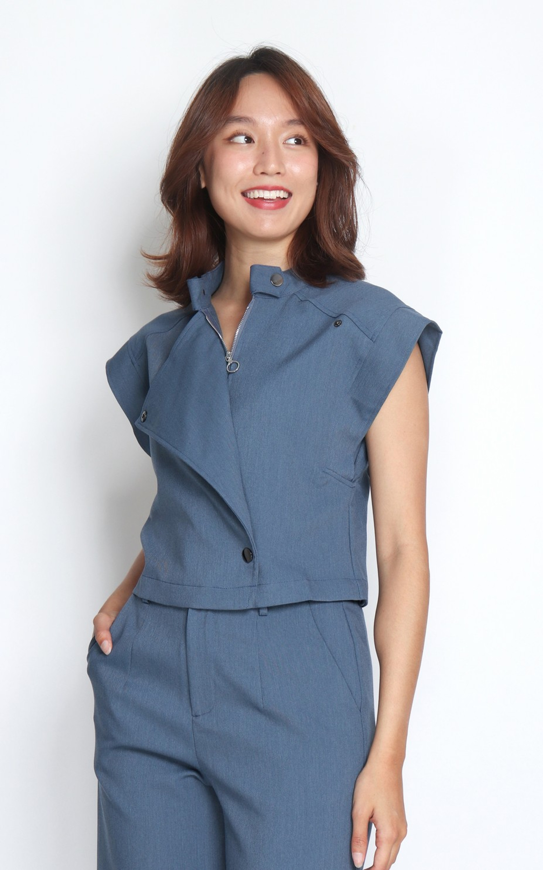 Structured Zipper Jacket - Blue