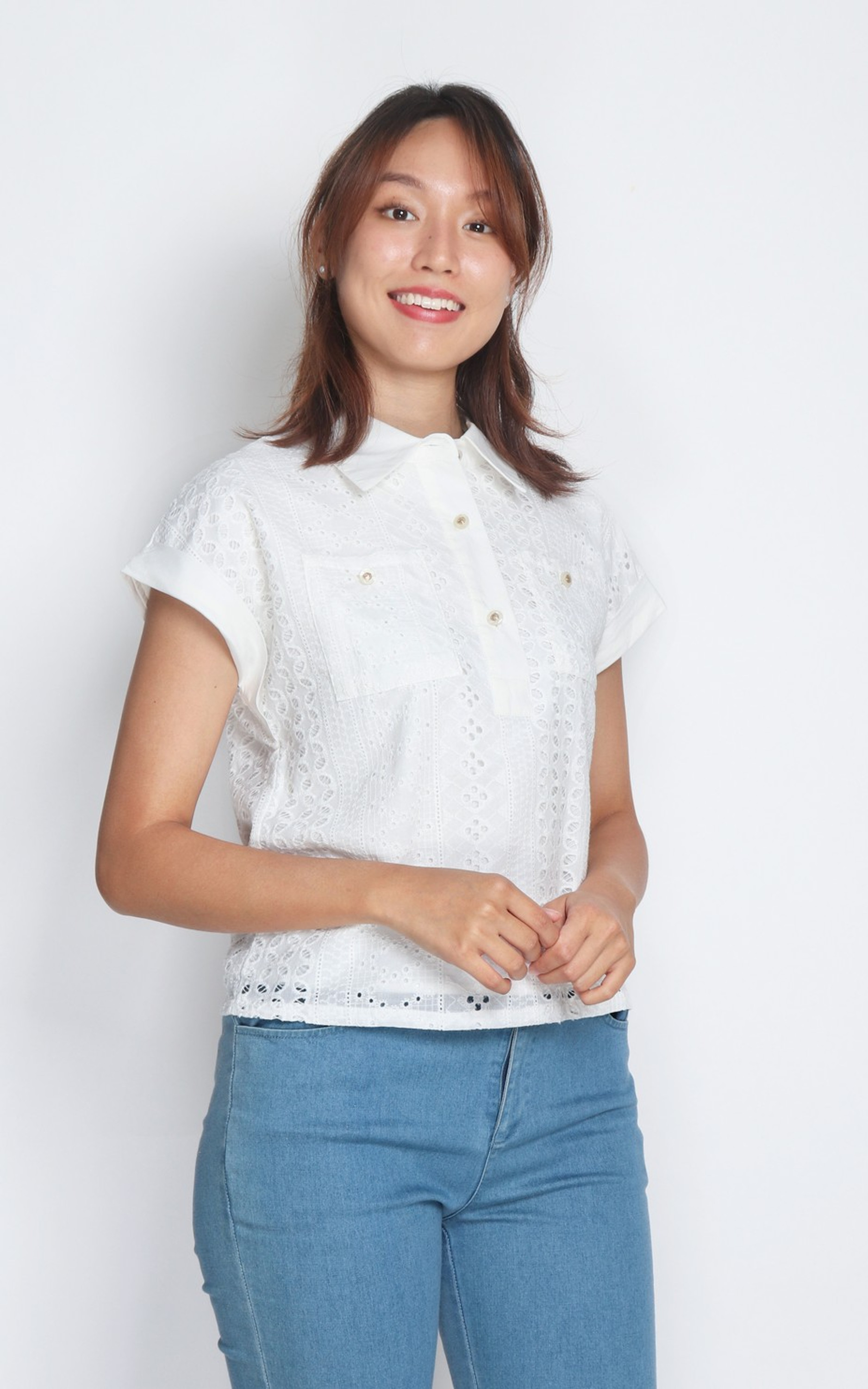 Sera Eyelet Shirt - White Sera Eyelet Shirt - White