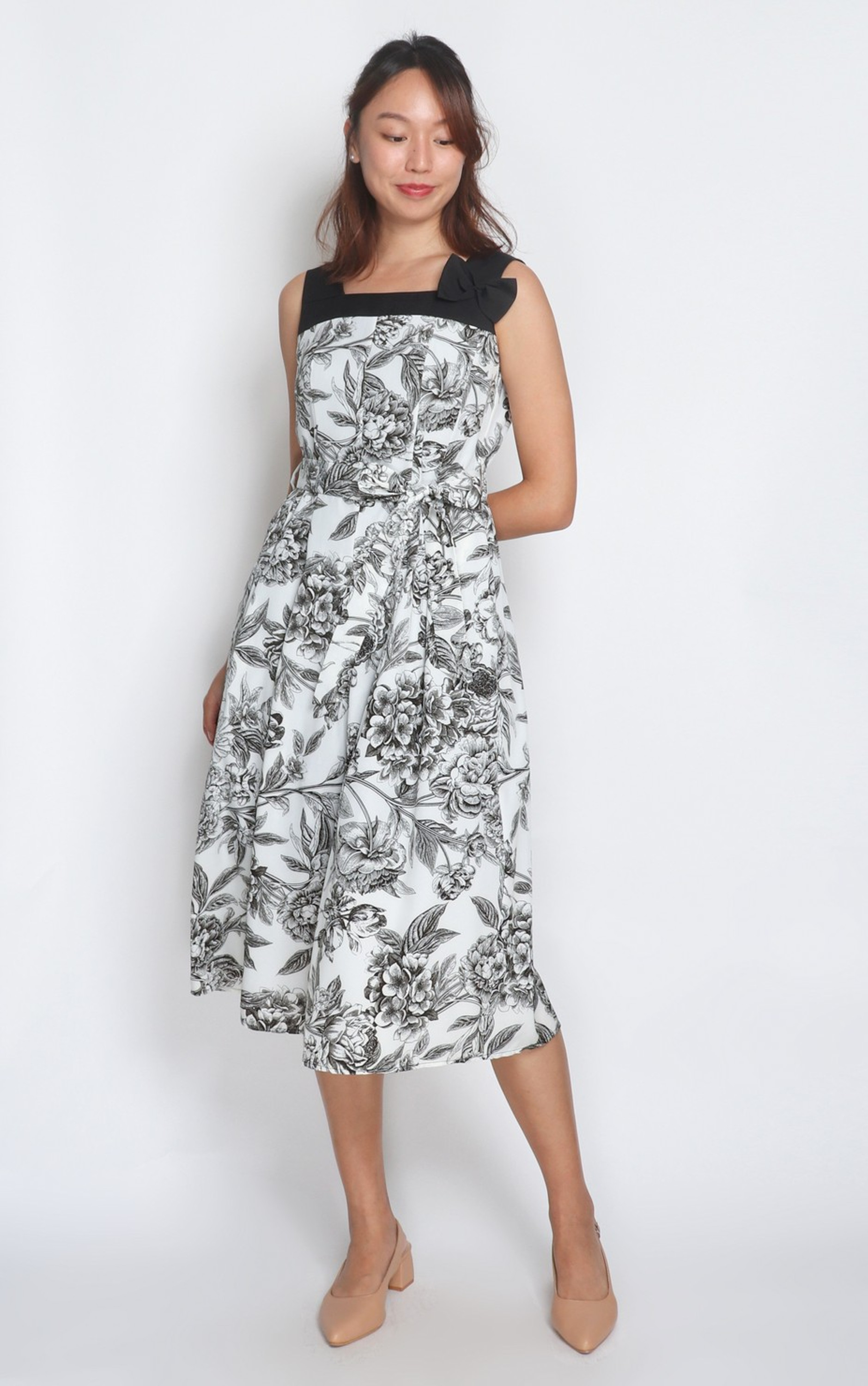 Aubrey Toile Print Dress - Cream
