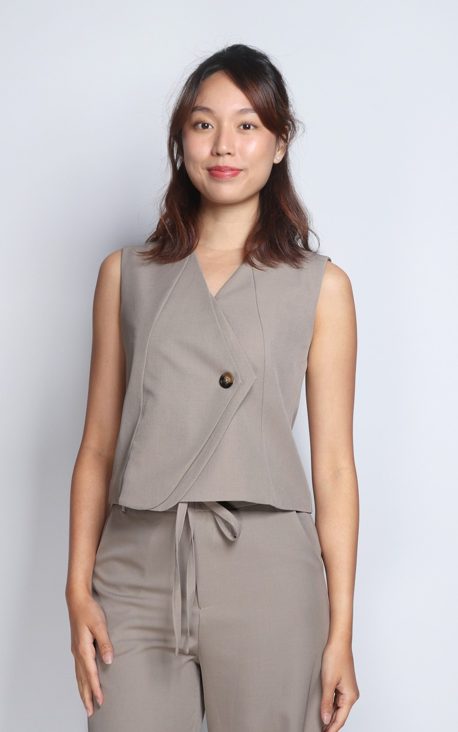 Elora Vest Top - Taupe Elora Vest Top - Taupe