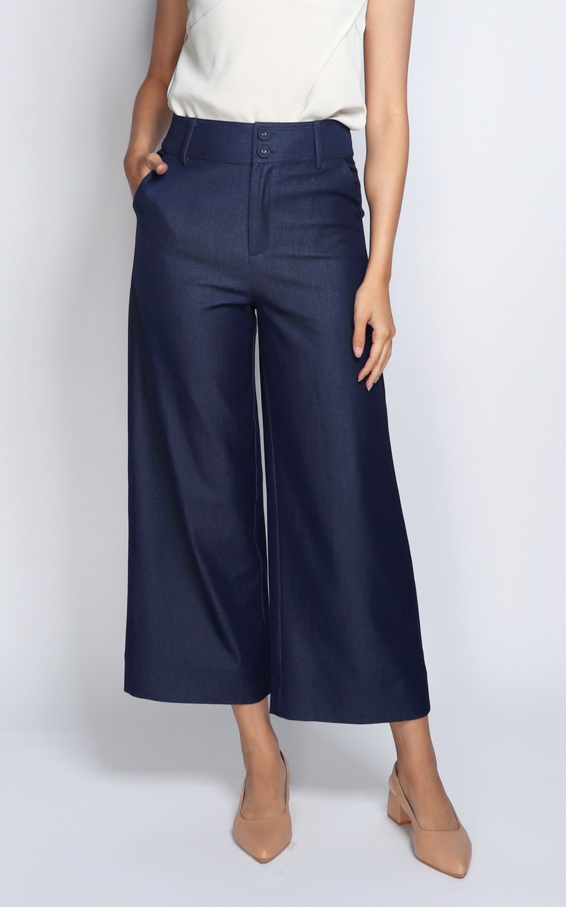 Matilda High Waisted Pants - Denim Blue