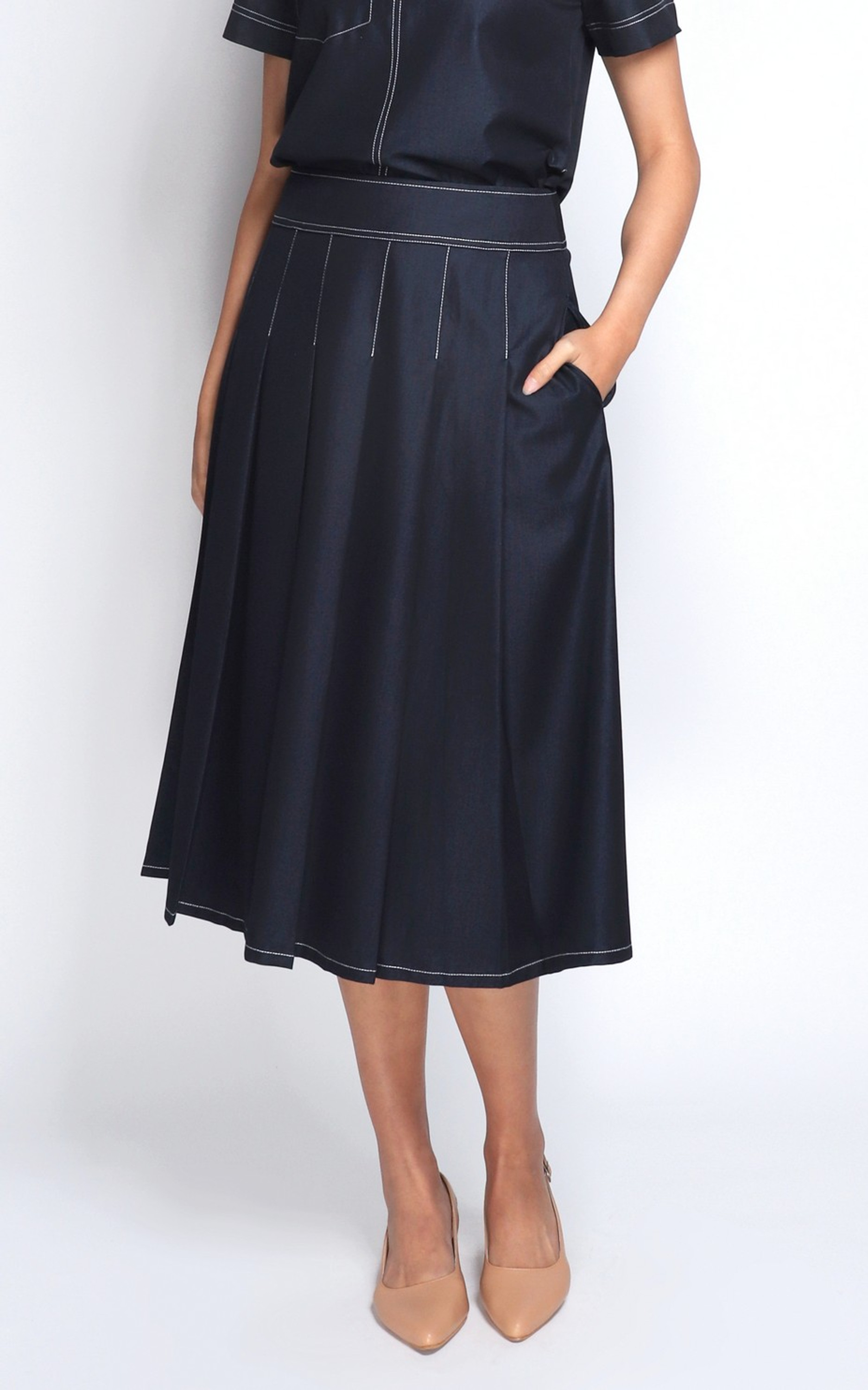Louie Chambray Skirt - Navy