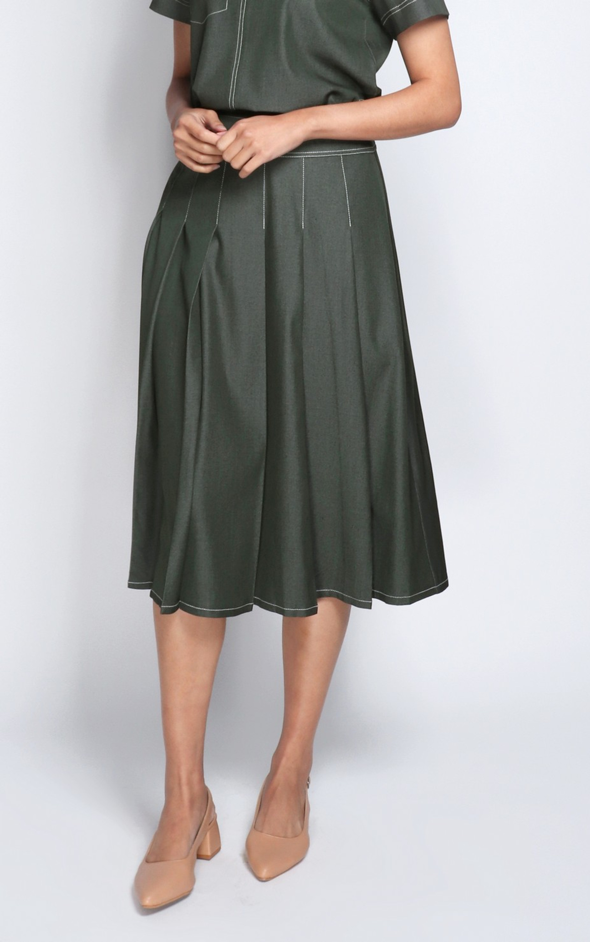 Louie Chambray Skirt - Olive