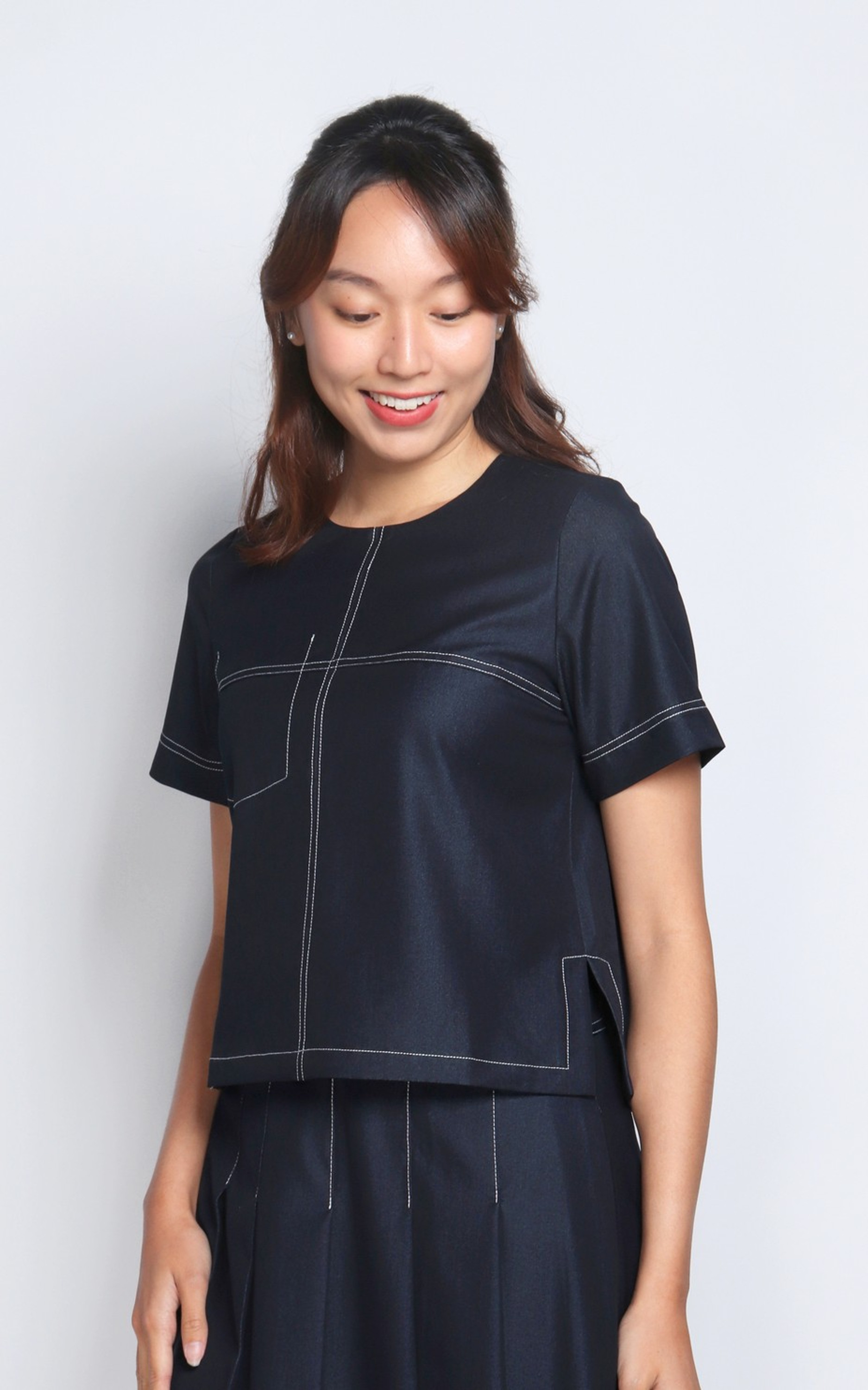 Louie Chambray Top - Navy
