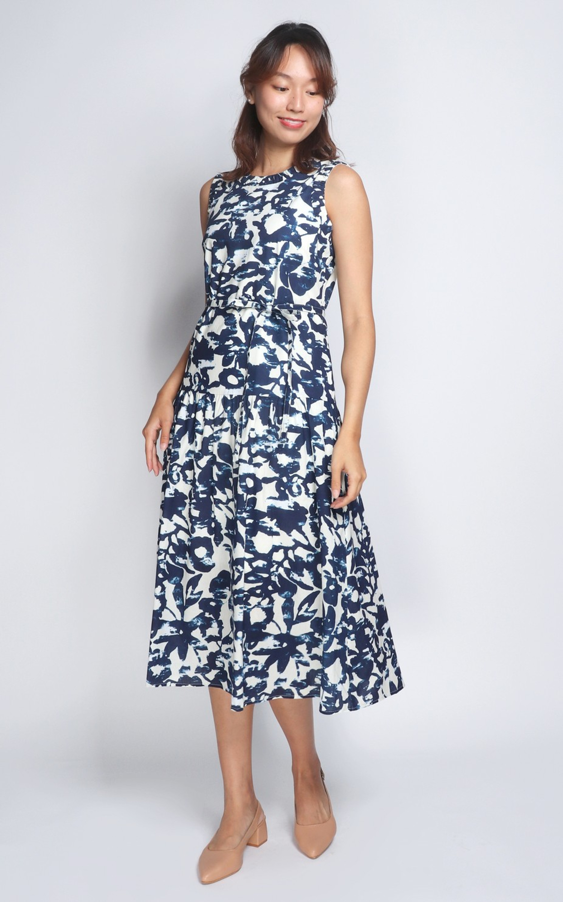 Isadora Printed Midi Dress - Navy