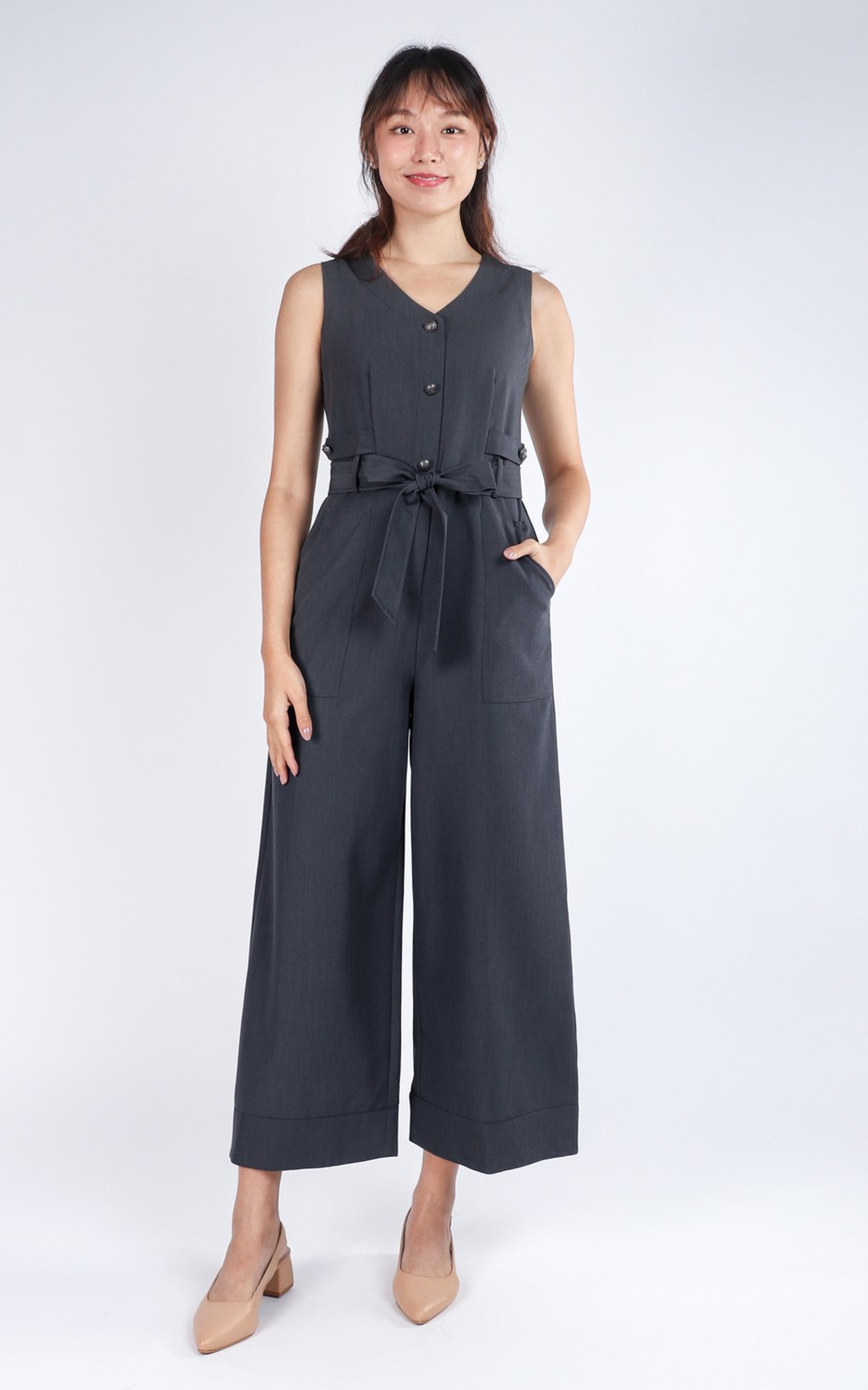 Keia Button Jumpsuit - Grey Keia Button Jumpsuit - Grey