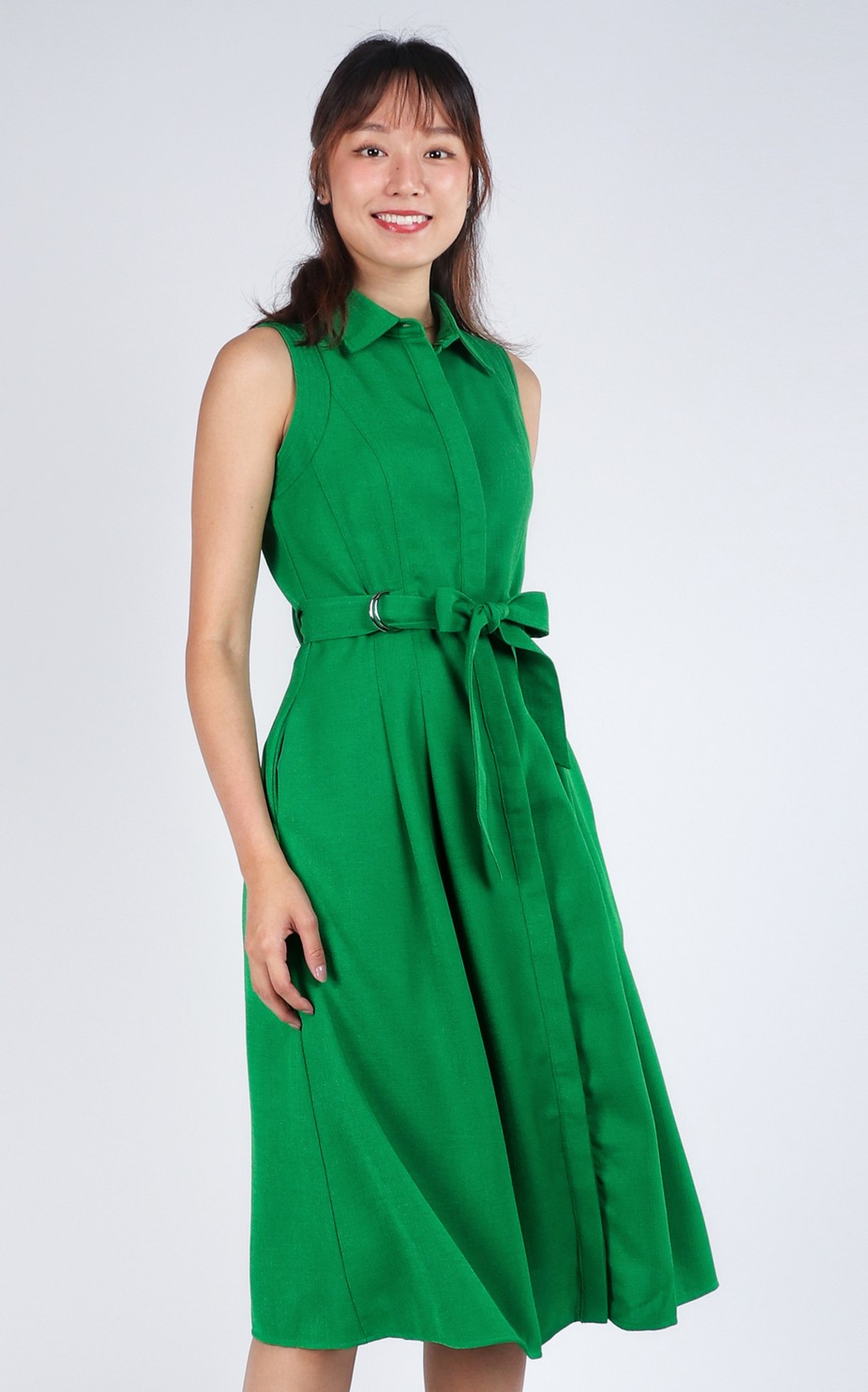 Claire Collared Midi Dress - Emerald
