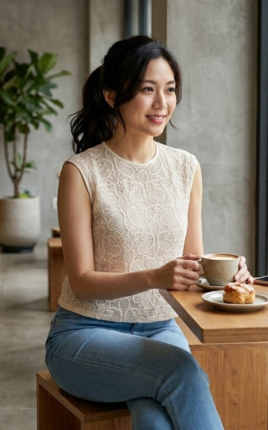 Lilia Crochet Top - Cream