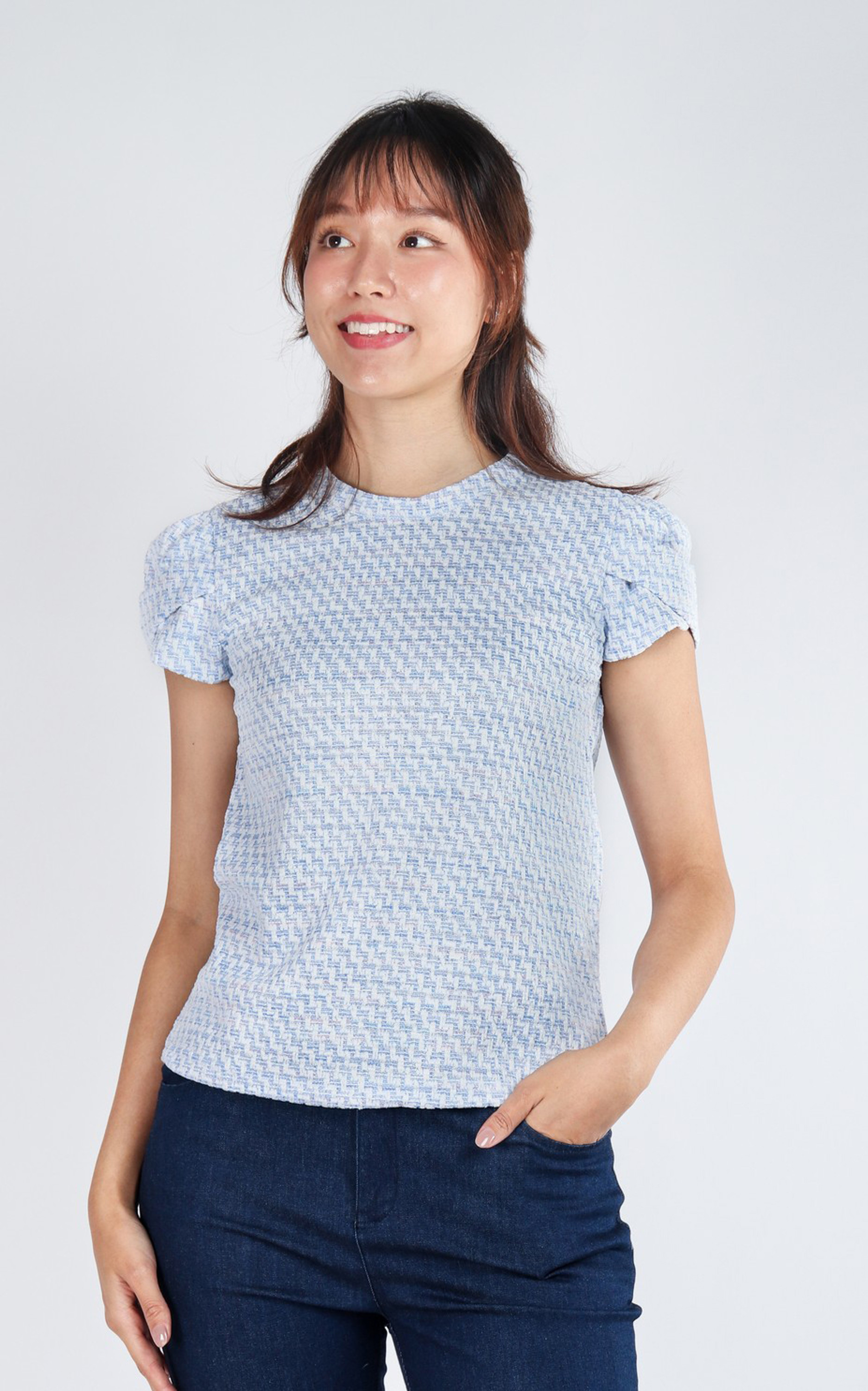 Vera Tulip Sleeves Top - Blue