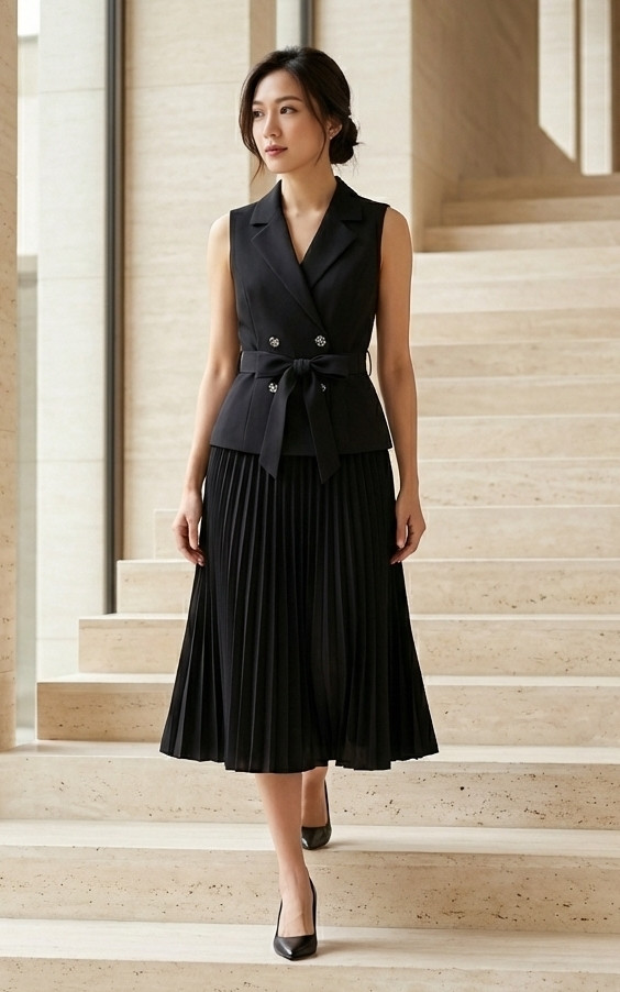 Celine Pleated Skirt - Black