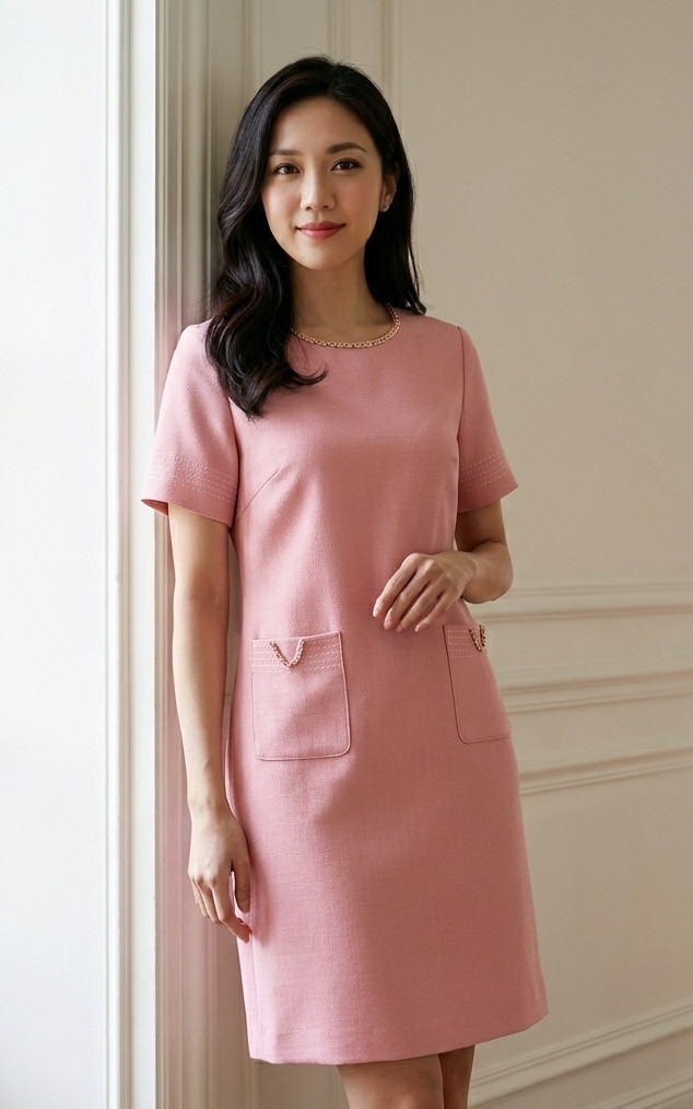 Hollie Chain Trim Shift Dress - Pink