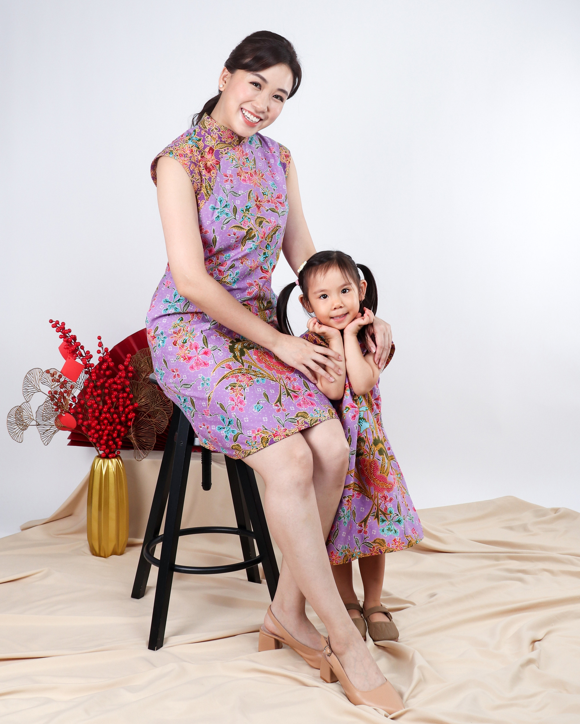 Amal Batik Cheongsam Dress - Lilac