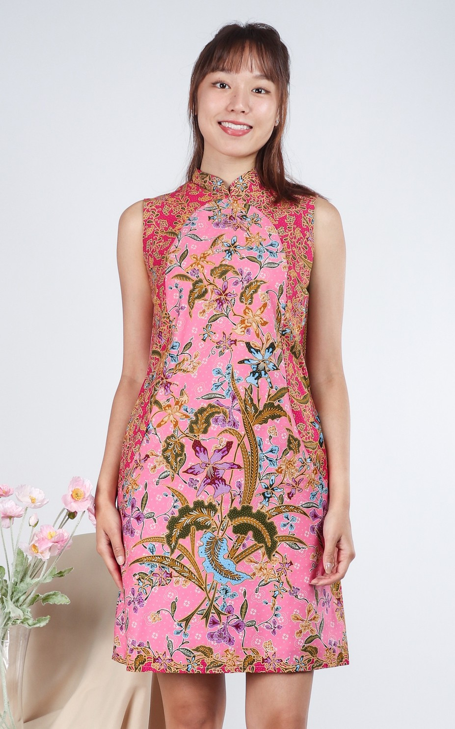 Nadiya Batik Cheongsam Dress - Pink