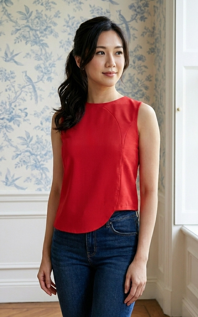 Liora Uneven Hem Top - Red