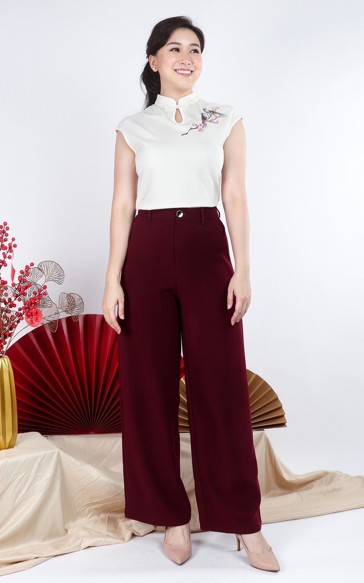 Meadow Cap Sleeve Cheongsam Top - White