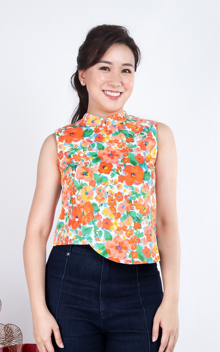 Poppy Cheongsam Top - Orange