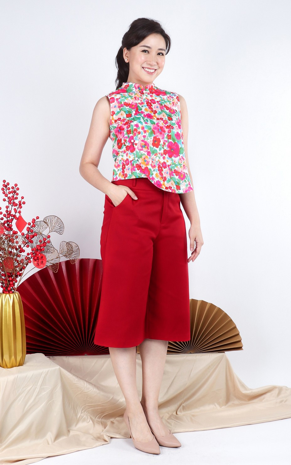 Poppy Cheongsam Top - Pink