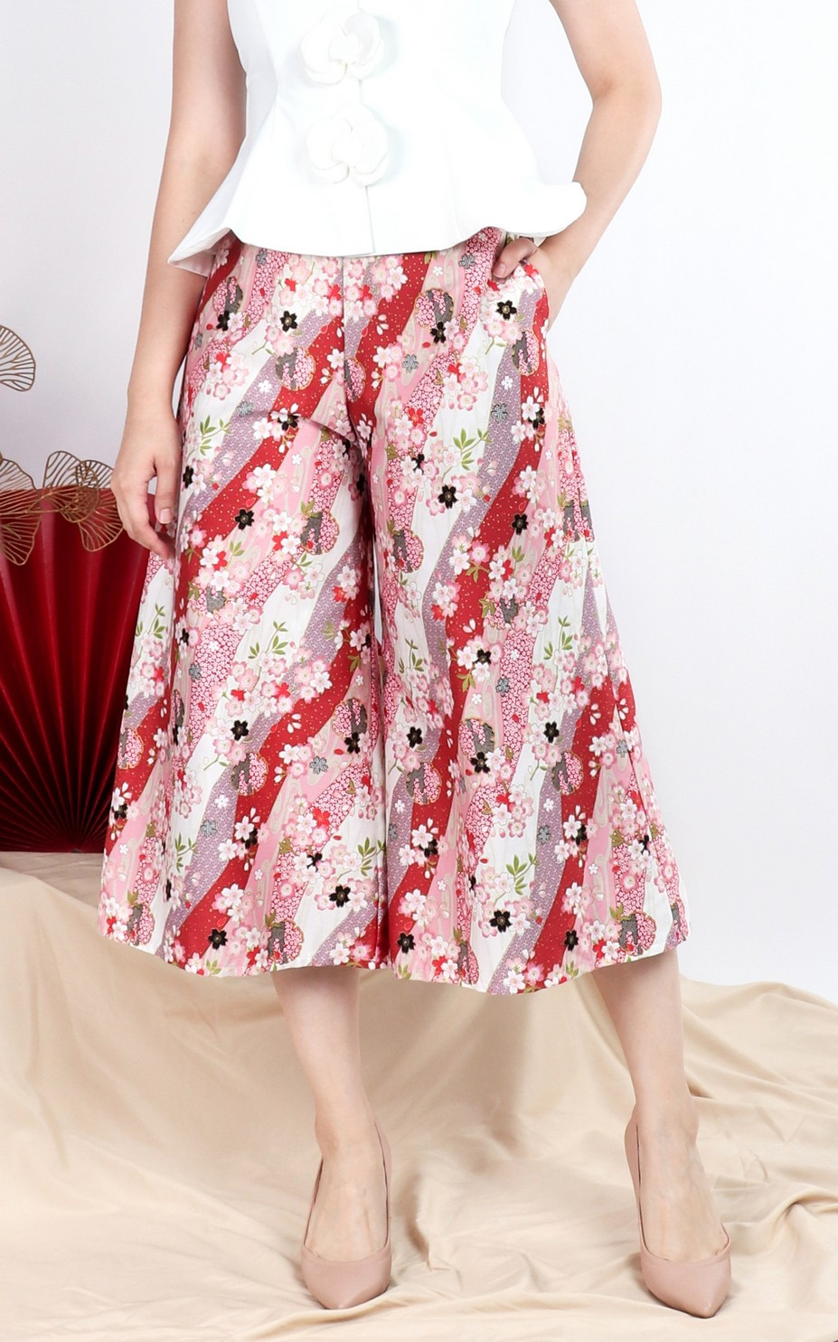 Sakura Japanese Cotton Culottes - Pink