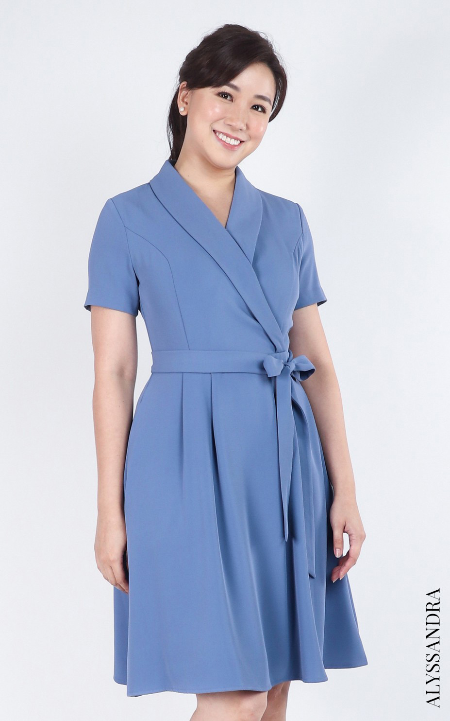 Jovelle Tuxedo Sleeved Dress - Cornflower Blue