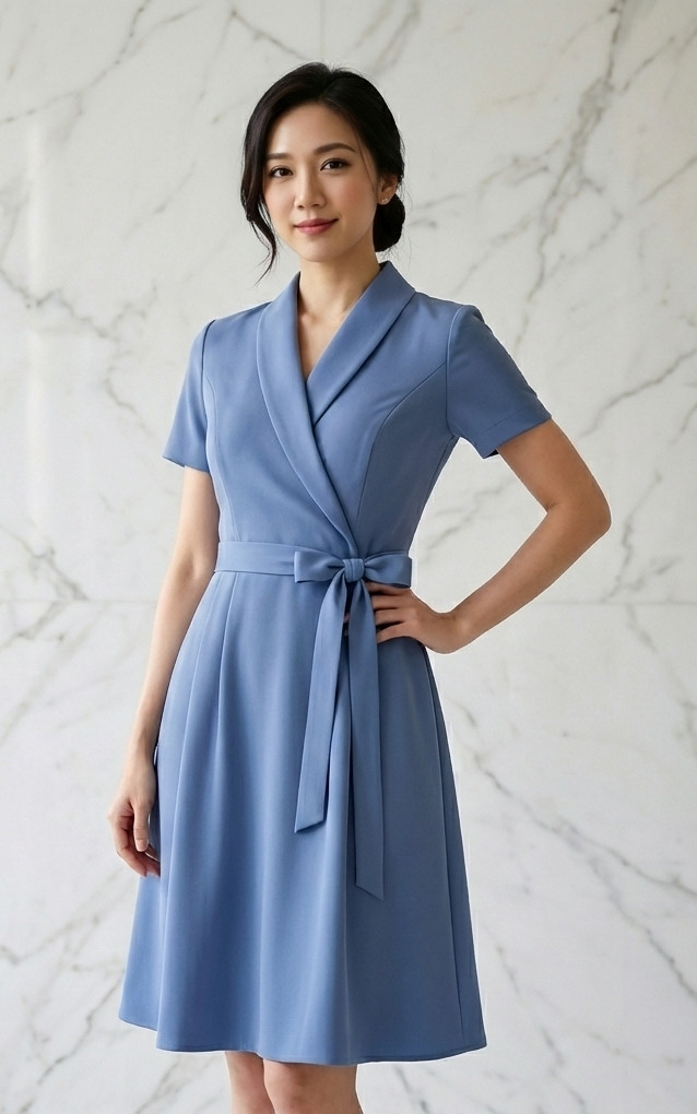 Jovelle Tuxedo Sleeved Dress - Cornflower Blue