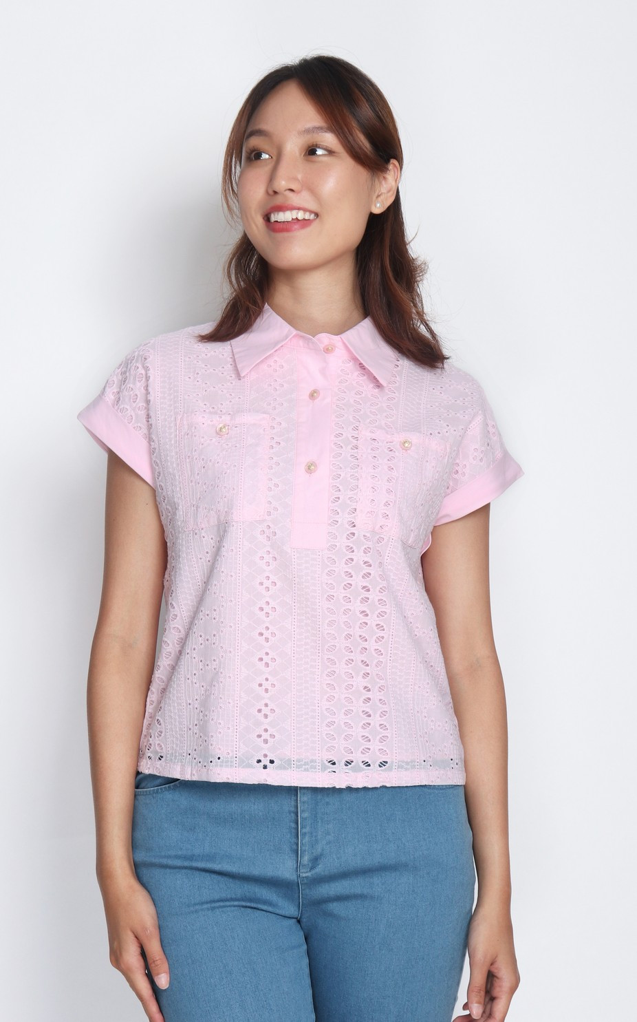 Sera Eyelet Shirt - Pink
