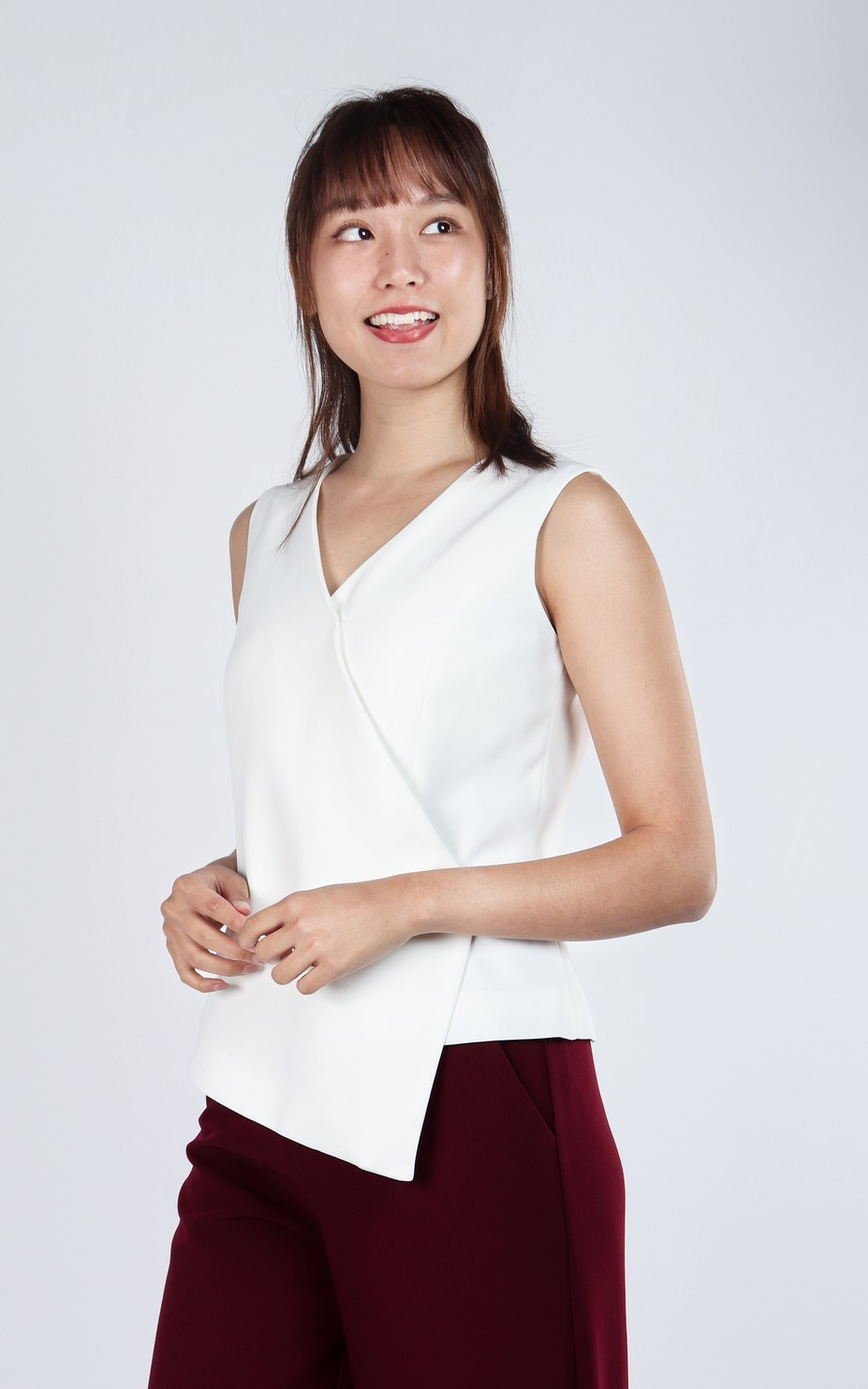 Kayla Overlap Vest Top - White