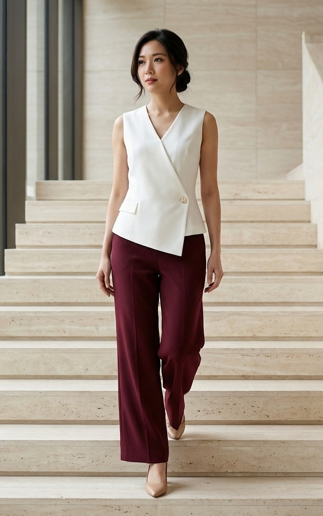 Kayla Overlap Vest Top - White