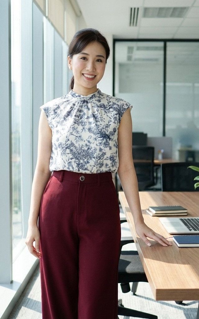 Kira Toile Print Chiffon Top - Cream