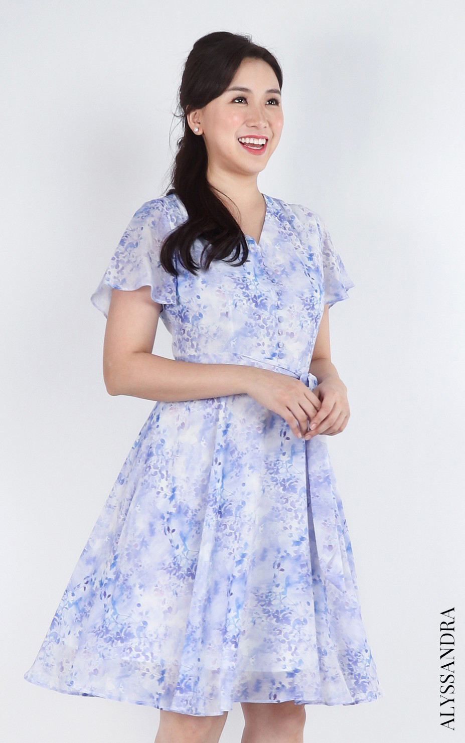 Merida V-Neck Chiffon Dress - Lilac