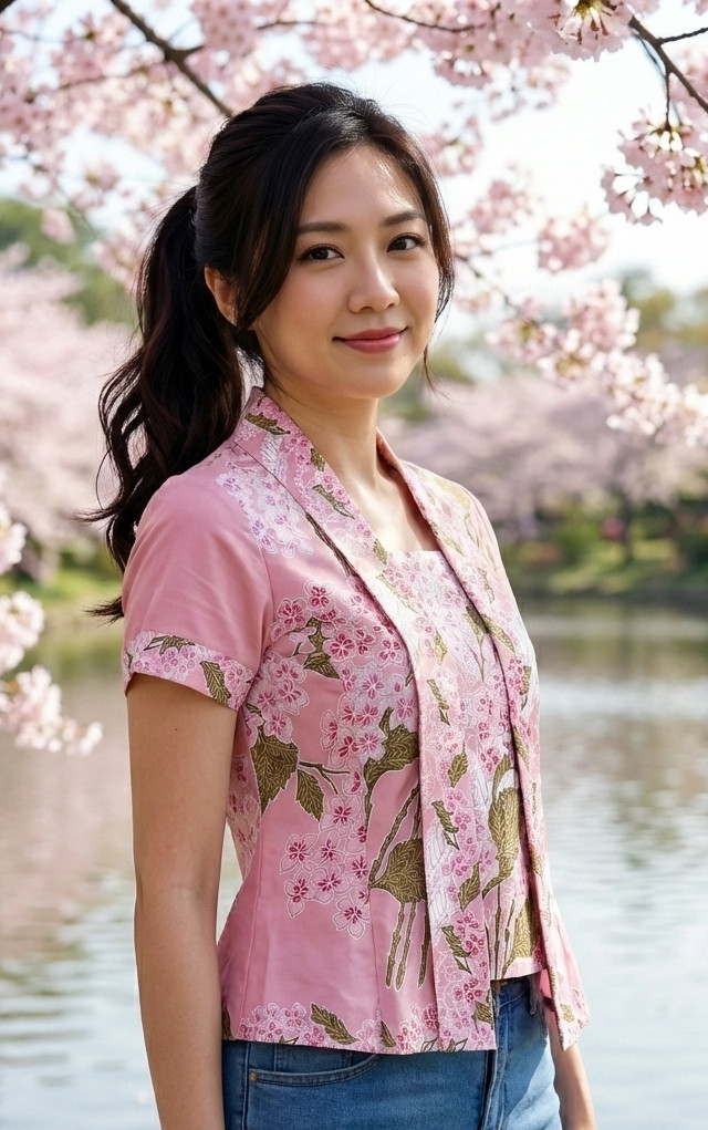 Kimiko Batik Kebaya Top - Pink