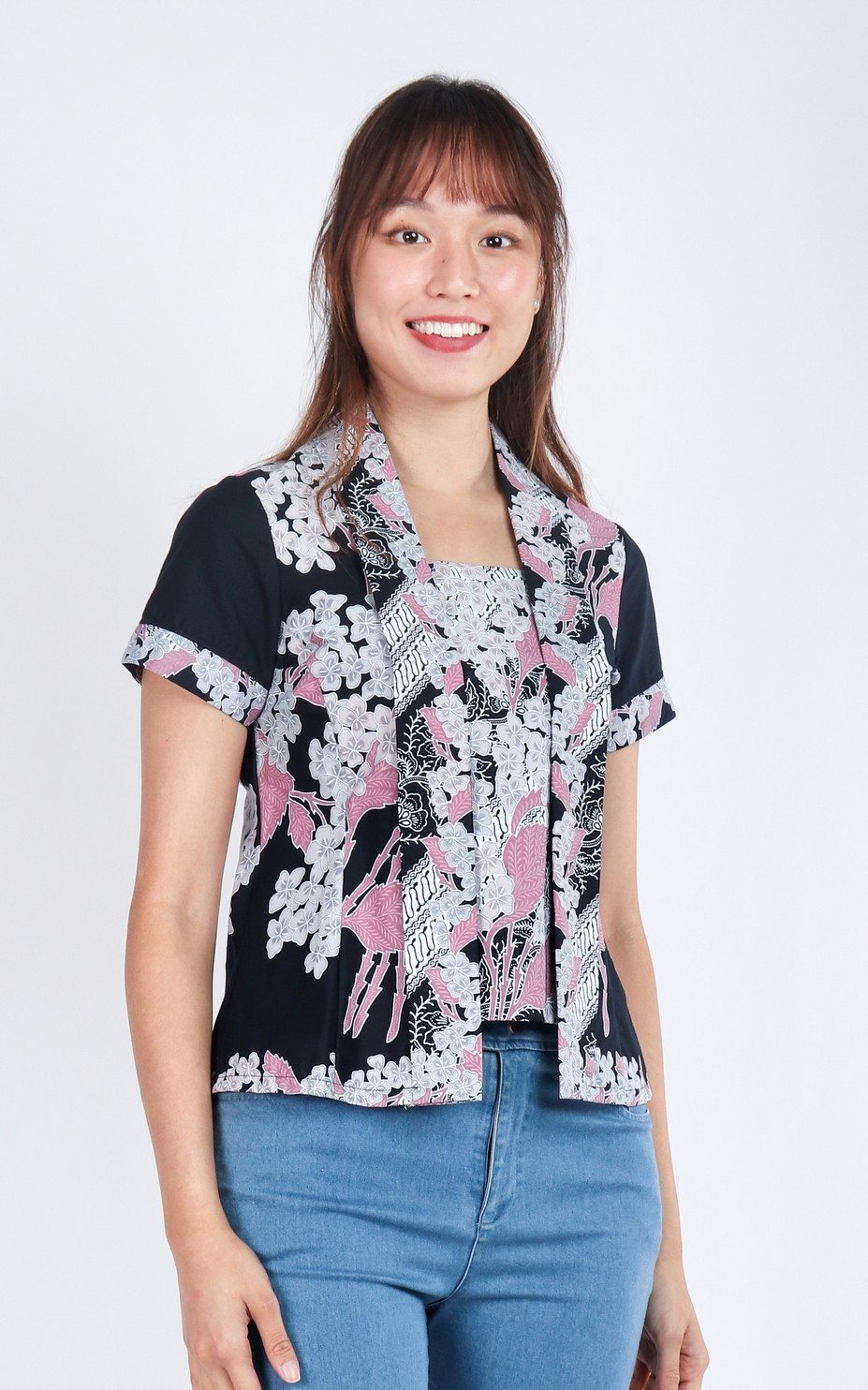 Kimiko Batik Kebaya Top - Black