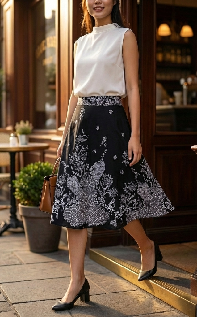 Indira Batik Wrap Skirt - Monochrome