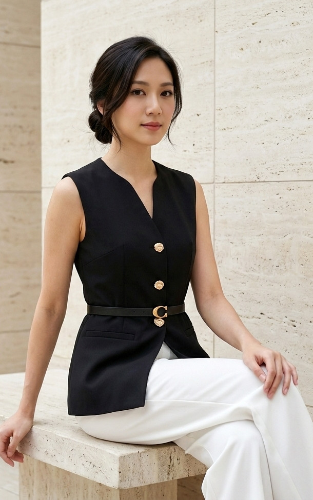 Arden Longline Vest - Black