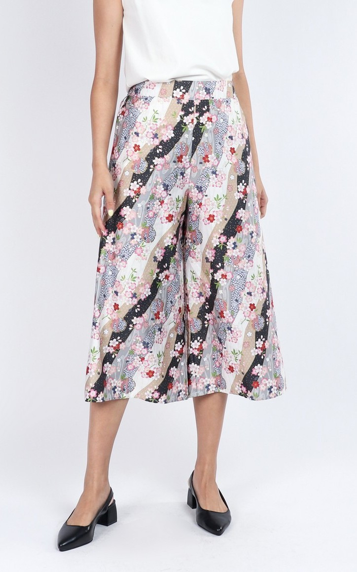 Sakura Japanese Cotton Culottes - Grey