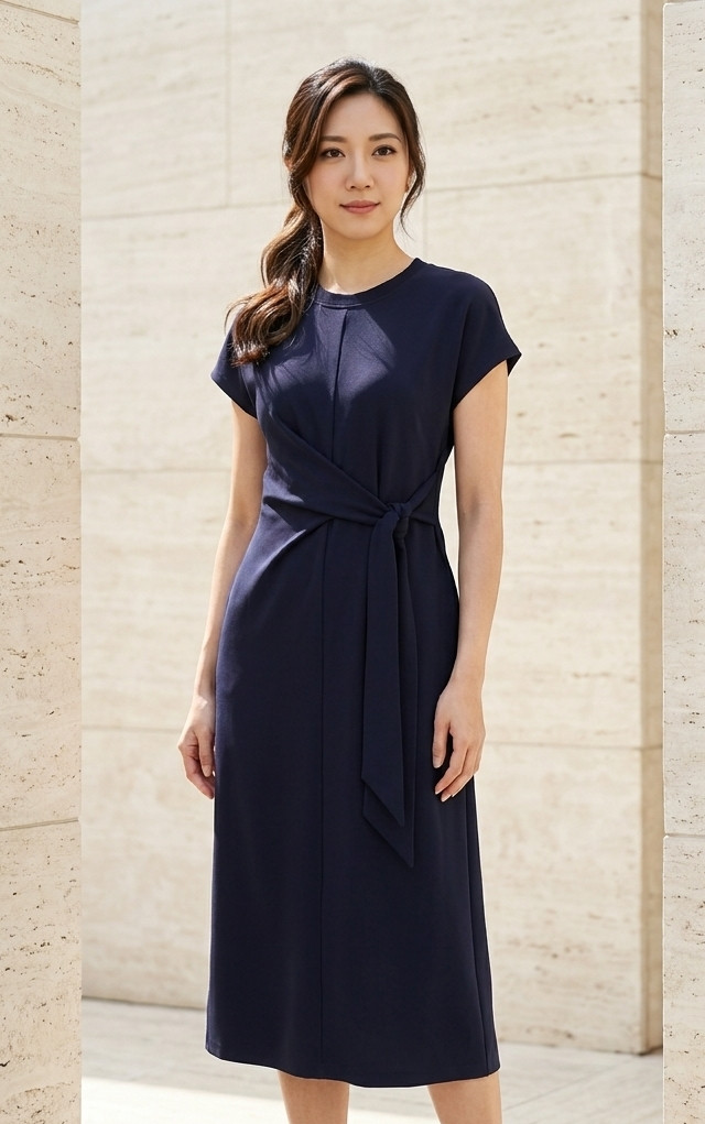 Edrinna Side Tie Tee Dress - Navy