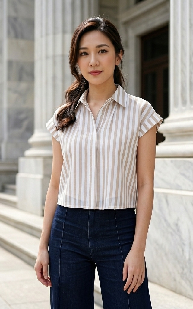 Dew Striped Linen Shirt - Almond