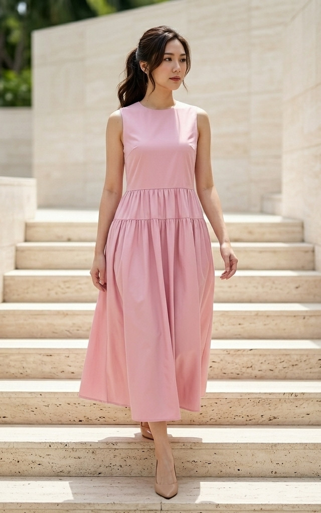 Verena Tiered Maxi Dress - Pink